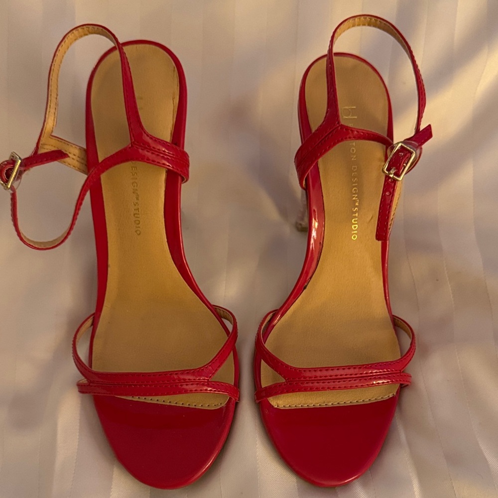 Red Strappy open toe heels size 6 1/2